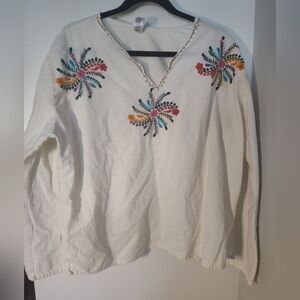 Embroidered Cream Top Size XL